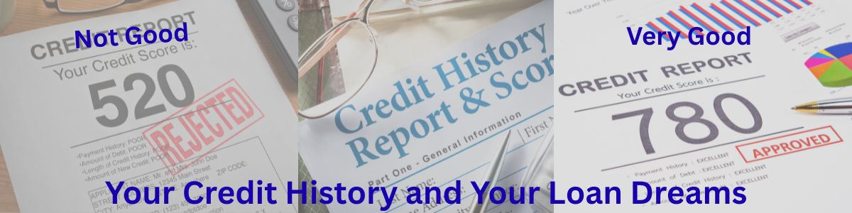 Your Credit History And Your Loan Dreams- images with credit report and credit scores